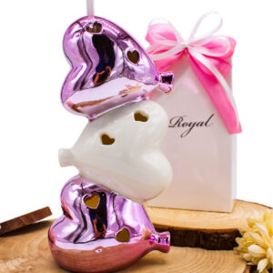 PROFUMATORE CUORI IMPILATI BIANCO E ROSA CON LUCE LED – Bomboniera Completa di Confezione