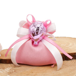 Bomboniera Magnete Palloncino in Porcellana Rosa Effetto Specchiato con Frase