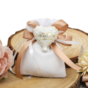 Bomboniera Magnete Cuore Palloncino in Porcellana Bianco Effetto Madreperla con Frase