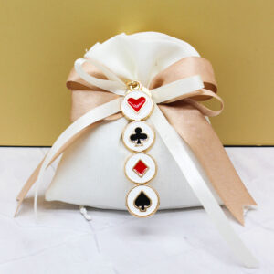 Bomboniera Portachiavi Tema Poker in Metallo Colore Oro