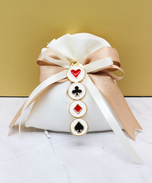 Bomboniera Portachiavi Tema Poker in Metallo Colore Oro