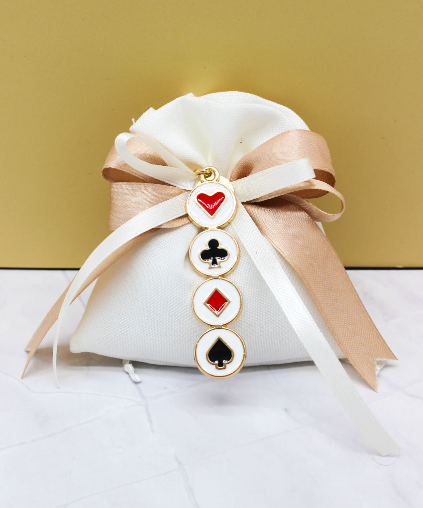 Bomboniera Portachiavi Tema Poker in Metallo Colore Oro