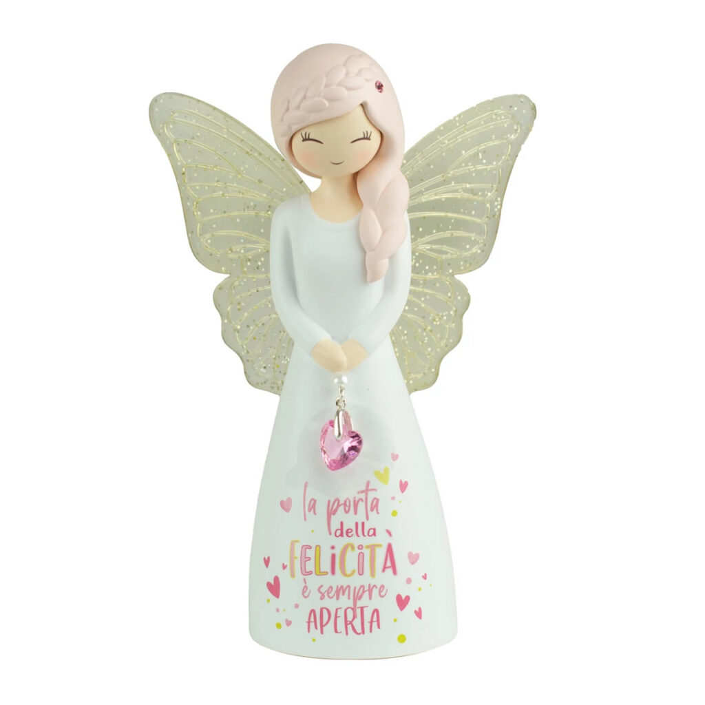 Bomboniera Angelo “La Porta della Felicità è Sempre Aperta” – Collezione Butterfly Dreamers Enesco – 12,5 cm