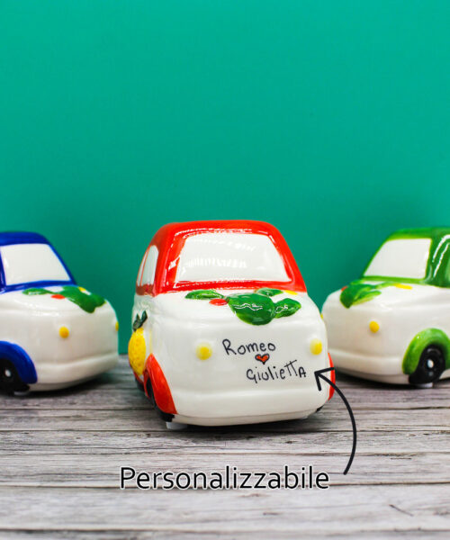 Bomboniera Auto in Ceramica Decorata 3D Personalizzabile – 4 Colori Assortiti