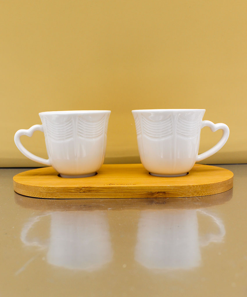 Bomboniera Set Tazzine da Caffè con Base in Bamboo